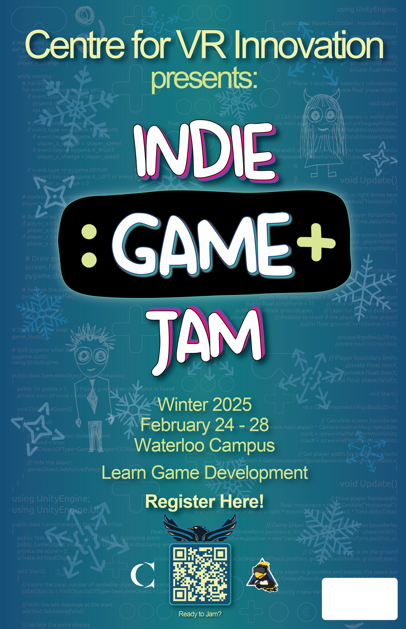 Indie Game Jam promotional poster with vibrant colors